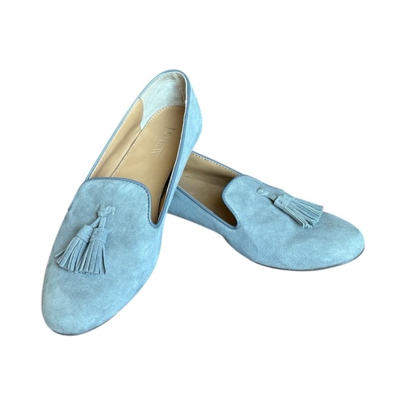 J Crew Cora Gray Suede Leather Casual Tassel Loafers Preppy Feminine Size 7.5 - Picture 2 of 7